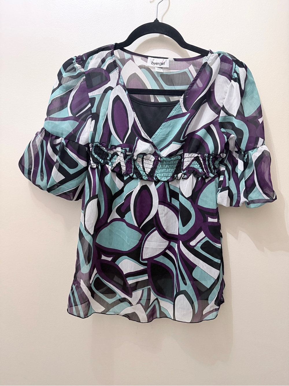 Vintage Y2K Baby Doll Retro Abstract Colorful Swirls Layered Shirt Girls L Bratz